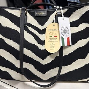 Viola Castellani NWT Zebra Black White with detachable tote with straps